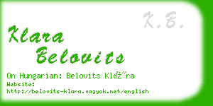 klara belovits business card